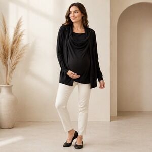 Motherhood Nursingwear Black Cowl Neck Nursing Sweater L/XL Cotton